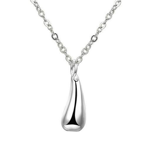 Silver plated teardrop pendant - silver,