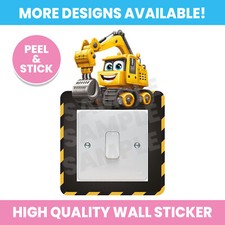 DIGGER CONSTRUCTION LIGHT SWITCH SURROUND WALL STICKER DECAL KIDS BEDROOM