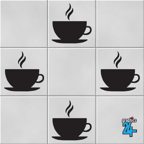 Coffee cups vinyl wall - cups, tile