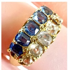 Victorian Sapphire and Diamond Ring Stamped 18ct Valuation £2,400