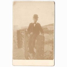 CABINET CARD Photograph Victorian School Boy Wearing a Bowler Hat