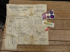 Vintage Veron Model Aeroplane instructions for North-American Sabre kit + decals