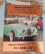 1959 Jaguar Mark 2 Production Line 5½" x 7¼" Happy Birthday Card w/ Envelope  II