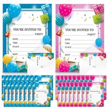 28-56 Birthday Party Invitations Girls Boys Kids Children Invites with Envelopes