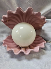 Vintage Pink Shell Pearl Night Light Ceramic Ornament Bedside Lamp Clam