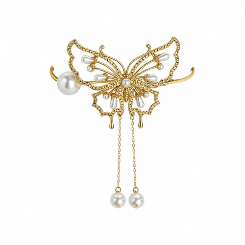 Gold tone butterfly curtain - gold-tone,