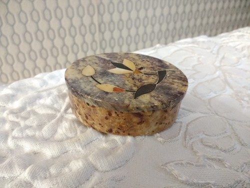 Vintage trinket box stone - trinket,