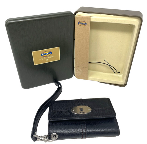 Brown leather fossil - brown,