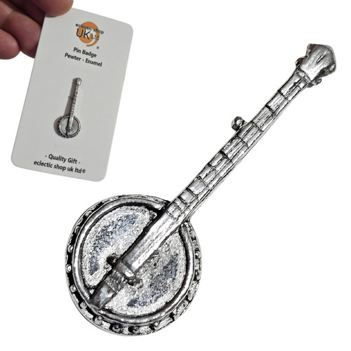 Banjo pin badge pewter - pin,