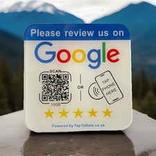 White Google Review Plate with NFC Chip & QR Code to Collect Reviews  