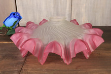 Antique French Art Nouveau Cranberry Pink Glass Flower Coolie Lamp Shade c1910