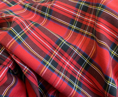 Cotton fabric red tartan - cotton,