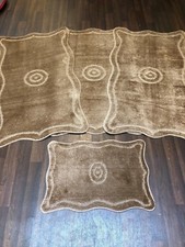 ROMANY WASHABLES GYPSY MATS TARGET 80X120CM DARK BEIGE 4PC SET NON SLIP RUGS