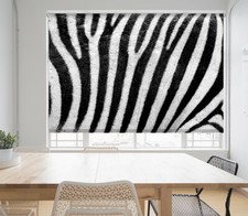 Black White Zebra Stripes Animal Print Printed Picture Photo Window Roller Blind