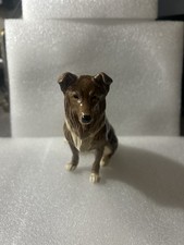 VTG Collie Dog Porcelain Figurine 3" Hand-Painted Brown White Miniature