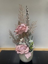 Artificial Faux Flower Floral Bouquet in Ceramic Pot Home Decor 