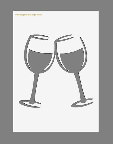 Mylar stencil wine glasses - stencil, 'wine
