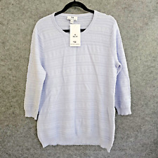 Peter Hahn Womens Jumper Size 20 Blue Round Neck Supima Cotton Pullover New