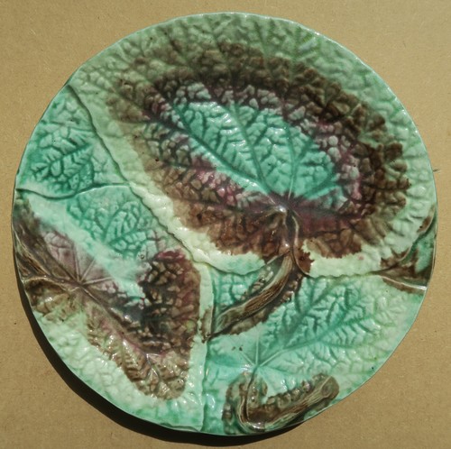 Antique majolica begonia leaf - majolica,