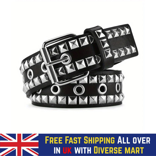 Unisex punk leather belt - unisex,