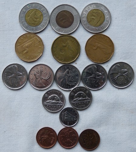 Mixed canadian coins 1 - $2, $1