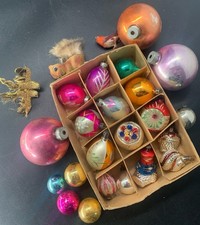 Job Lot Vintage Christmas Baubles Mercury Glass Some Damage For Repair