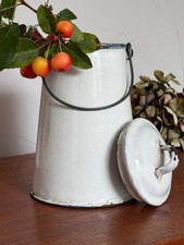 Vintage enamel milk can pot jug vase