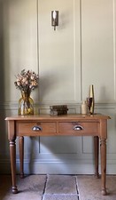 Vintage Late C20th Solid Pine Desk Console Washstand Side Hall Writing Table.