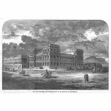 EDINBURGH The New General Post Office - Antique Print 1861