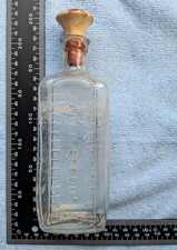 VINTAGE OLD " TABLE SPOONS MEDICINE " Glass Bottle With Stopper