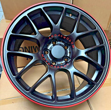 18" SEAT LEON 2005-2025 SATIN BLACK RED LIP MOTORSPORT DESIGN 8J ALLOY WHEELS X4