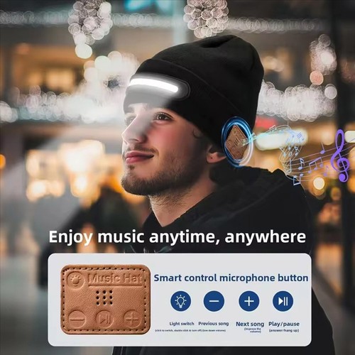 Warm beanie hat with led - warm, front