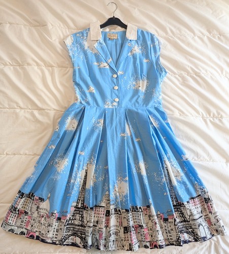 50s style blue cotton - 50s,