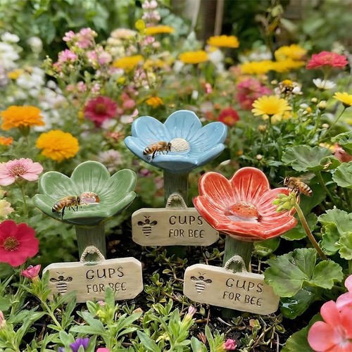 Garden bird bath bee watering - garden,