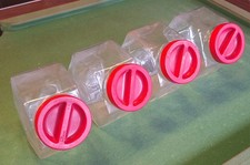 Set of 4 Borgonovo Vintage Glass Hexagon Storage Jar, Red Lids