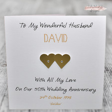 Personalised Golden 50th Wedding Anniversary Card Husband Wife