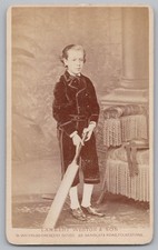 CDV Victorian Boy with Cricket Bat Carte de Visite by Lambert Weston of Dover
