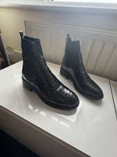 New Look Black Patent Boots Moc Croc Pattern