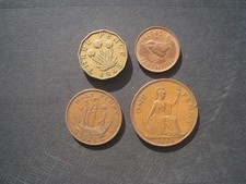 George VI Brass Threepence, Penny, Half-Penny & Farthing 1945.