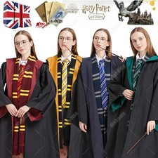 UK✨Harry Potter Gryffindor Ravenclaw Slytherin Robe Cloak Tie Costume Wand Scarf