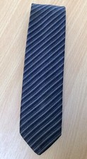 1980s Pierre Pascal Wool Blend Grey Striped Skinny Tie