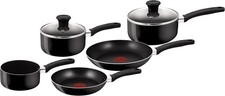 Tefal Delight 5 Piece Non Stick Pan Set Aluminium Black B470S544
