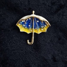 Blue & Yellow Umbrella Brooch