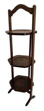 Vintage Wooden Oak Folding 3 Tier Cake Stand Afternoon Tea - K9 O869