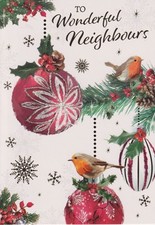 NEIGHBOURS CHRISTMAS GREETING CARD 7"X5" ROBINS