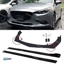 Gloss Black For Mazda 2 3 5 6 Side Skirt + Front Bumper Lip Spoiler Splitter UK