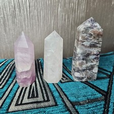Plum Blossom Tourmaline Rose Quartz Pink Fluorite Crystal Tower 130 G Bundle Lot