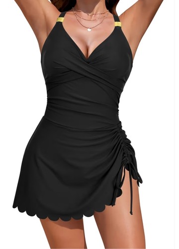Swim dress gold - gold, ruched