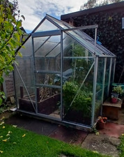 Greenhouse - Glass 74" Wide 74" Long and 80" High and raised beds and soil