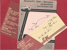 East Kent Buses 3 timetables 400/01/652/53/667/668/669, 611, 604/5/6/7/45/6 1986